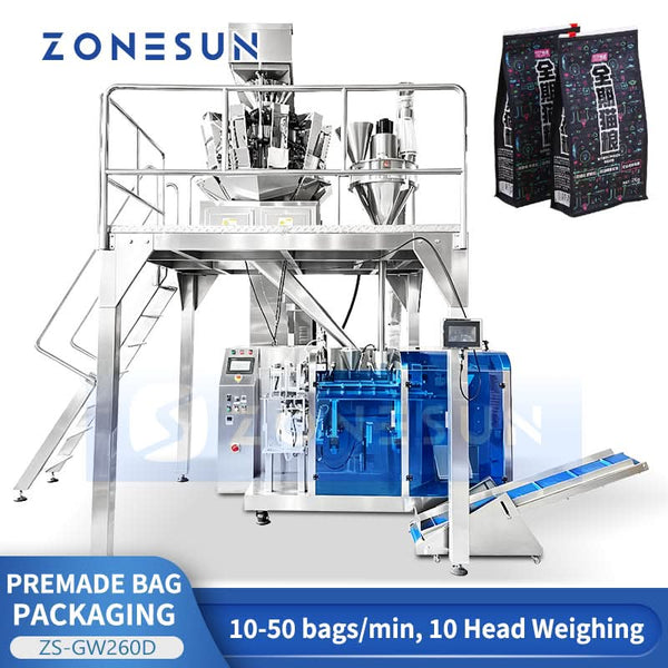 ZONESUN ZS-GW260D Automatic 10 Head Weigher Premade Pouch Packing Machine for Snack Pet Food