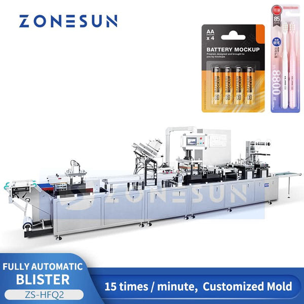 ZONESUN ZS-HFQ2 Industrial Inline Blister Sealing Machine for Toothbrush Hardware Card Packaging