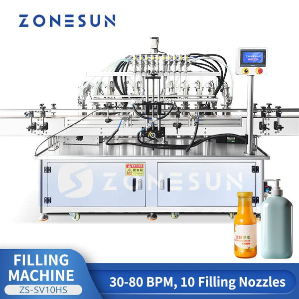 ZONESUN ZS-SV10HS Automatic 10-head Servo Piston Pump Jam Shower Gel Llotion Filling Machine