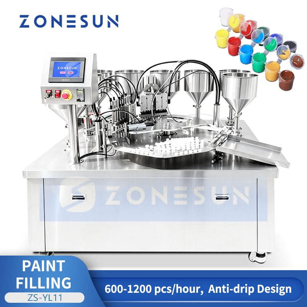 ZONESUN ZS-YL11 Automatic Rotary Paint Filling and Capping Machine | 6-Head Micro-Liquid Filler
