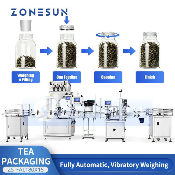 ZONESUN ZS-FAL180X15 Premium Automatic Tea Packaging Line Weigh-Fill-Cap System for Particles