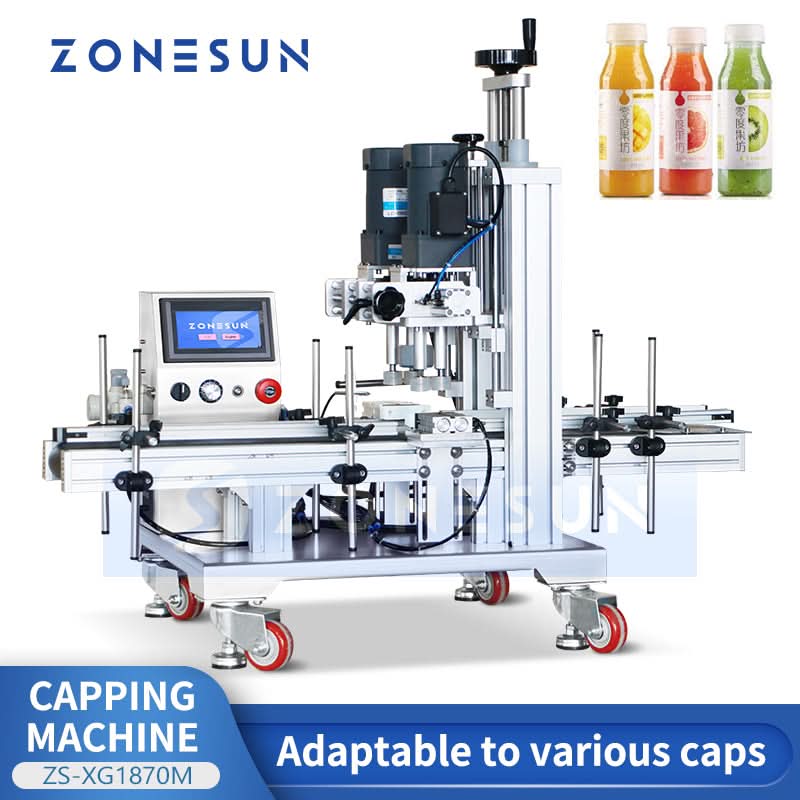 ZONESUN ZS-XG1870M Automatic Capping Machine 4 Wheel Screw On Cap Capp