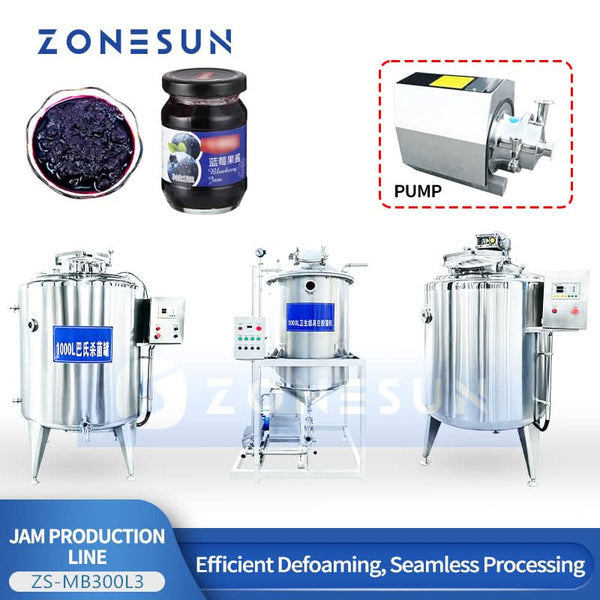 ZONESUN ZS-MB300L3 Triple Mixing Tank Industrial Stainless Steel Liquid Blender for Cosmetics Food