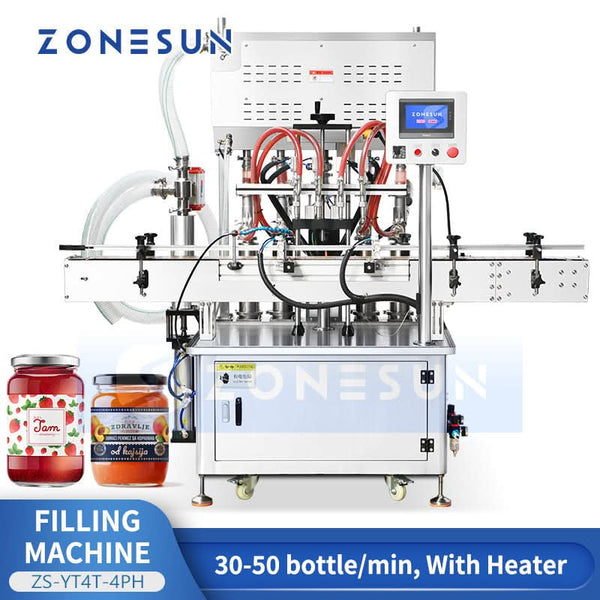 ZONESUN ZS-YT4T-4PH Automatic Piston Pump Filling Machine with Heating for Candles Butter