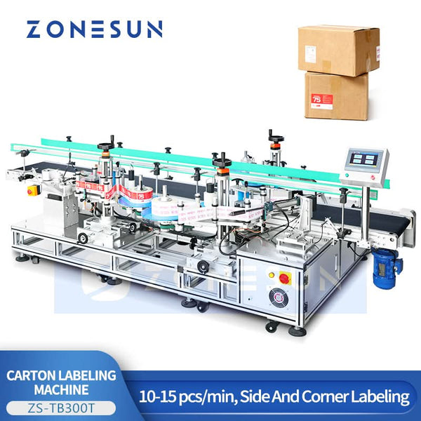 ZS-TB300T carton side and corner labeling machine, 10–15 pieces per minute