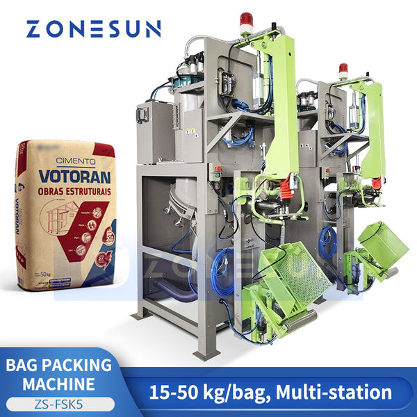 ZONESUN ZS-FSK5 Automatic Cement Valve Bag Packing Machine with Automatic Bag Placing Weighing System