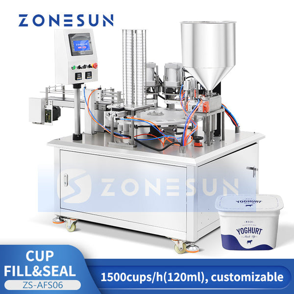 ZONESUN ZS-AFS06 Automatic Cup Filling and Sealing Machine for Paste Cream Rotary Yogurt Cup Filler