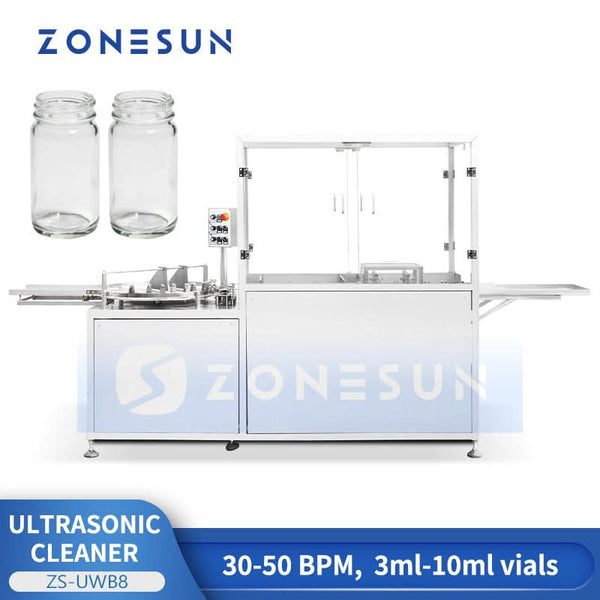 ZONESUN ZS-UWB8 Automatic Ultrasonic Vial Washing Machine Dual Lanes for Multi-Size Bottle Washer