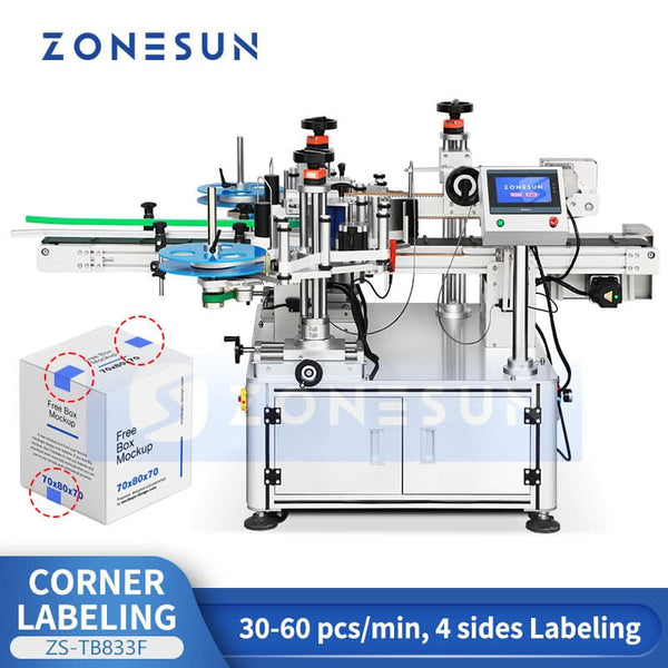 ZONESUN ZS-TB833F Automatic 4 Corner Tamper Evident Labeling Machine Cosmetic Box Security Labeler