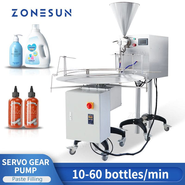 Zonesun ZS-VTRP1 Automatic Gear Pump Paste Filling Machine with Rotary Table for High Viscosity Liquids