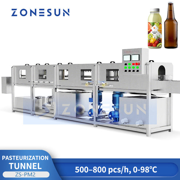 ZONESUN ZS-PM2 Tunnel Pasteurizer for Bottled Juice Milk Beverage Heat Treatment