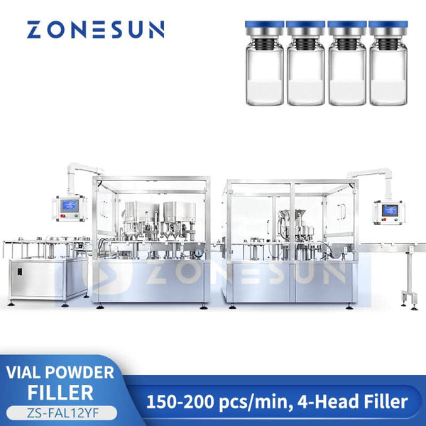 ZONESUN ZS-FAL12YF Automatic 4-Head Vial Powder Filling 12-Head Capping Packaging Line