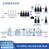 ZONESUN ZS-FAL180V10 4-Head Paste Filling Line Air Rinser Filler Screw Capper Press Capper Turnkey System