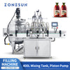 ZONESUN ZS-YT6T-6V Automatic 6-Head Piston Pump Filling Machine with Heated Stirring Hopper