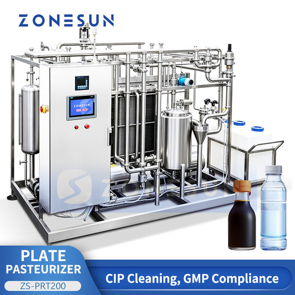 ZONESUN ZS-PRT200 Continuous Plate Pasteurizer with CIP Cleaning System for Milk Juice Liquid Food Processing