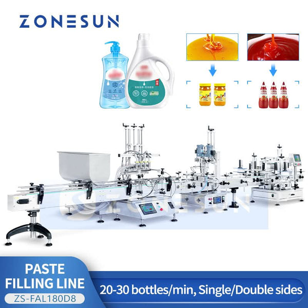 ZONESUN ZS-FAL180D8 Automatic Tabletop Paste Filling Capping and Labeling Line