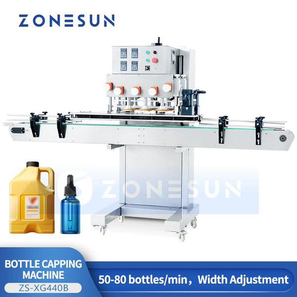 ZONESUN ZS-XG440B Automatic Continuous Motion Inline Capping Machine for Bottle Screw Caps