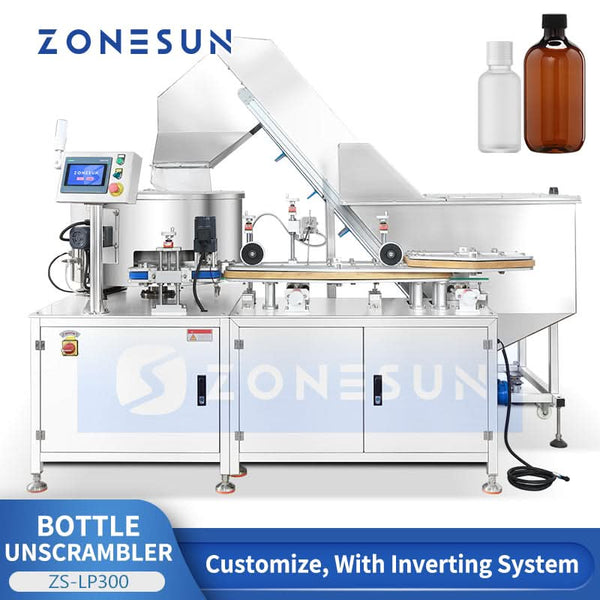 ZONESUN ZS-LP300 Automatic Bottle Unscrambler Machine with Bucket Elevator – Main View
