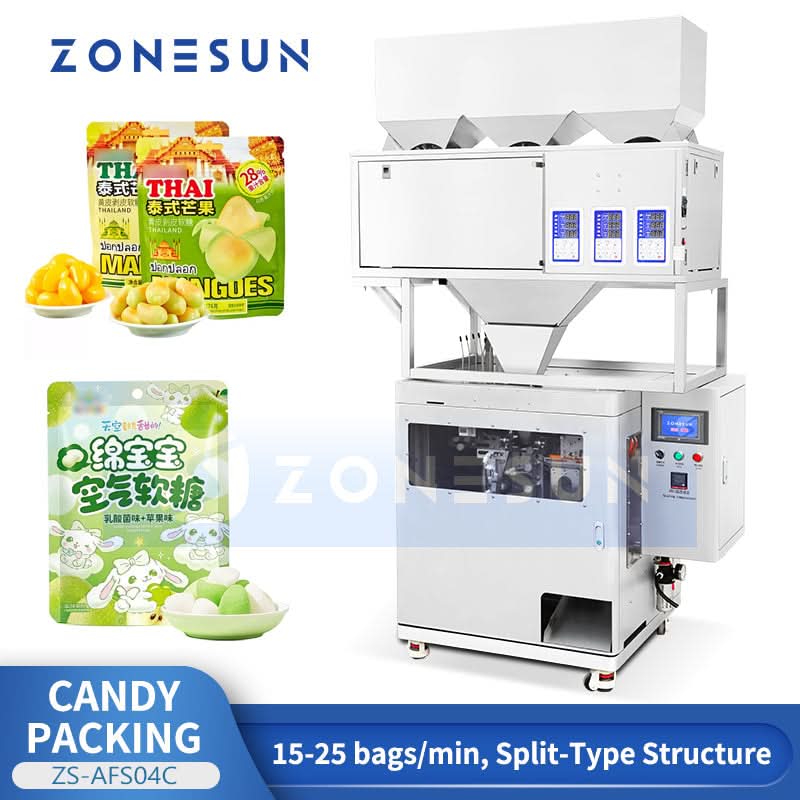 ZONESUN ZS-AFS04C Automatic Candy Snack Packing Machine Gummy Filling ...
