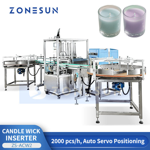 ZONESUN ZS-ACW2 Automatic Candle Wick Sustainer Inserting Machine Candle Wick Clipping Tab Pressing Equipment