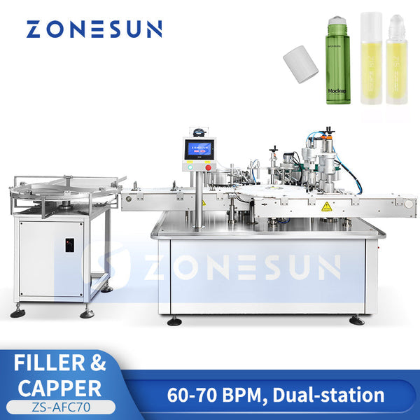 ZONESUN ZS-AFC70 Automatic Dual-Station Roll-on Bottle Filling and Capping Machine