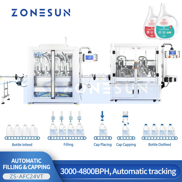 ZONESUN ZS-AFC24VT High-Speed Tracking Filling and Capping Production Line Continuous Packaging System