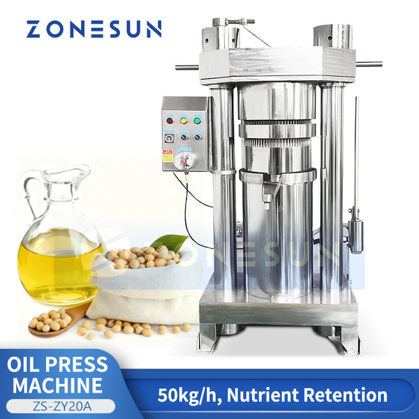 ZONESUN ZS-ZY20A Industrial Hydraulic Olive Oil Pressing Machine Oliv Peanut Coconut Avocado Oil Cold  Hot Pressing