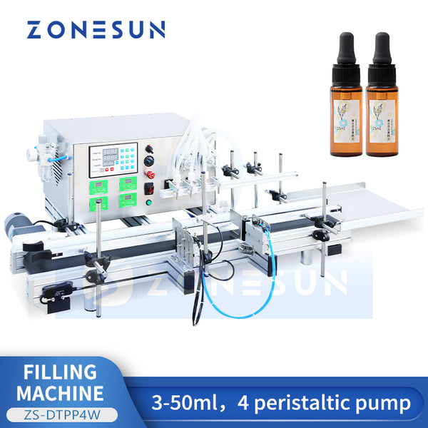 ZONESUN ZS-DTPP4W Automatic 4 Nozzles Desktop Peristaltic Pump Liquid Filling Machine