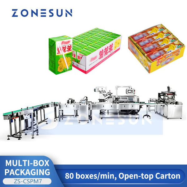 ZONESUN ZS-CSPM7 Automatic Secondary Packaging Line Multi-Box Collating Stacking Case Packing Machine for Boxes