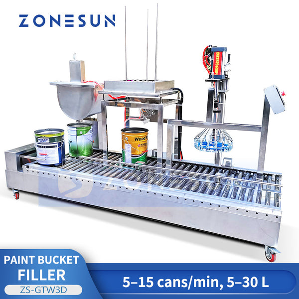 Zonesun ZS-GTW3D Large Volume 5 Gallon Paint Bucket Filling and Capping Machine 5–30 L Drum Filler