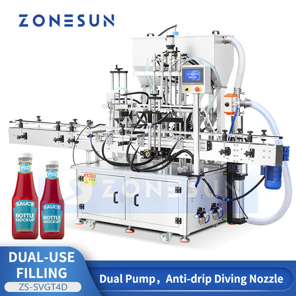 ZONESUN ZS-SVGT4D Automatic Servo-Driven Liquid Paste Filling Machine Cream Lotion Honey