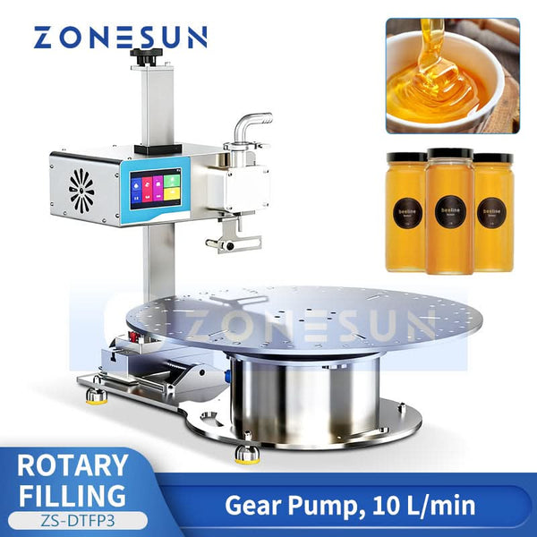 ZONESUN ZS-DTFP3 Digital Control Rotary Paste Filling Machine for Honey Sauces Creams