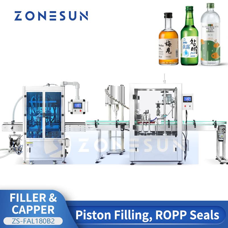 ZONESUN ZS-FAL180B2 Liquid Filler and ROPP Capper Combo for Bottling L