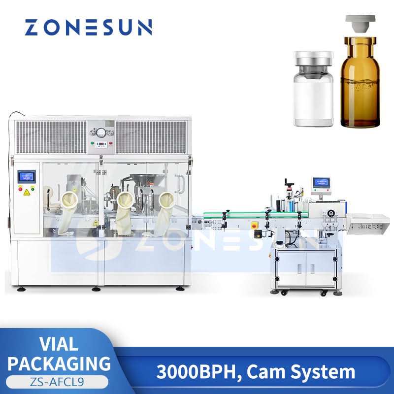 ZONESUN ZS-AFCL9 Automatic Vial Filling Stoppering Crimping & Labeling ...