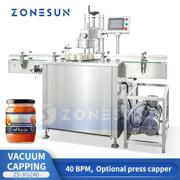 ZONESUN ZS-XG240 Automatic Vacuum Capping Sealing Machine for Metal Lugs Tin Caps