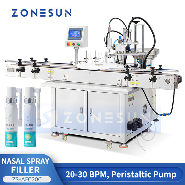 ZONESUN ZS-AFC20C Double-Head Peristaltic Pump Nasal Spray Filling and Capping Machine