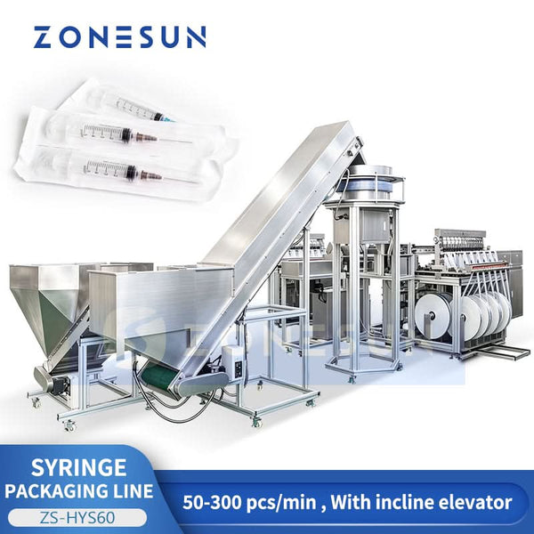 ZONESUN ZS-HYS60 automatic syringe packaging line full production view