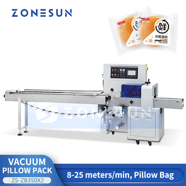 ZONESUN ZS-ZB350X2 Horizontal Flow Wrapper Automatic Pillow Vacuum Packaging Machine