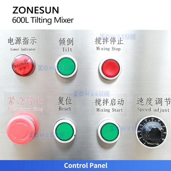 ZONESUN ZS-BM600L Stainless Steel Horizontal Tilting Mixer Industrial Food Grade Dough Powder Mixing Machine