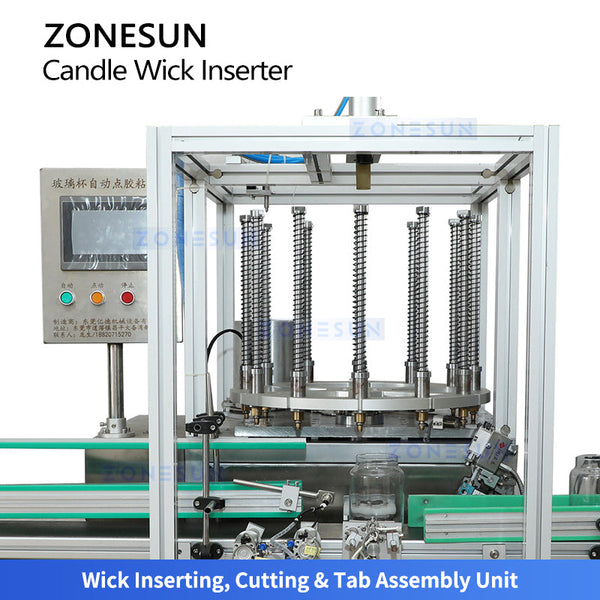 ZONESUN ZS-ACW2 Automatic Candle Wick Sustainer Inserting Machine Candle Wick Clipping Tab Pressing Equipment