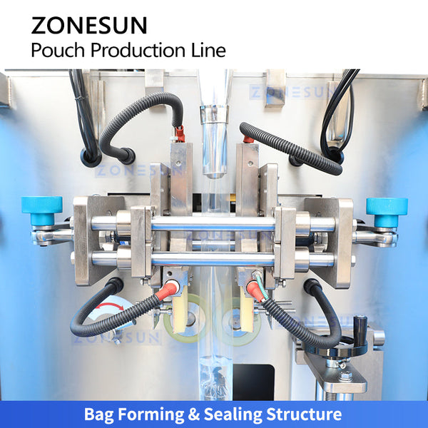 ZONESUN ZS-FSL220 Automatic Liquid VFFS Packaging Machine with Integrated Print and Apply Labeling Machine