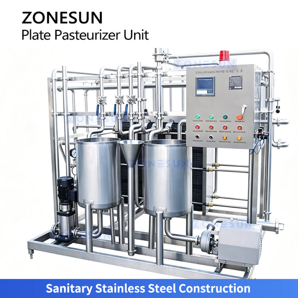 ZONESUN ZS-PRT200 Continuous Plate Pasteurizer with CIP Cleaning System for Milk Juice Liquid Food Processing