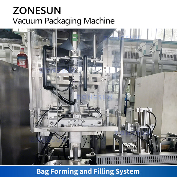 ZONESUN ZS-VCM1000 Automatic Brick-Shape Vacuum Packaging Machine and Coner Labeling Machine