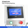 Touchscreen control panel on ZS-YG100D vial crimper