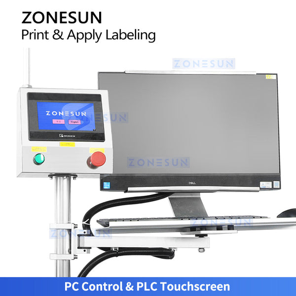 ZONESUN ZS-TB164PO Automatic Round Bottle Print and Apply Labeler Real-Time Sticker Labeler