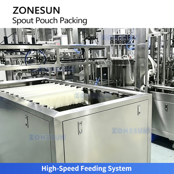ZONESUN ZS-SPFC7 12-Nozzle Automatic Spout Pouch Filling and Capping Machine CIP Cleaning for Juice Sauce