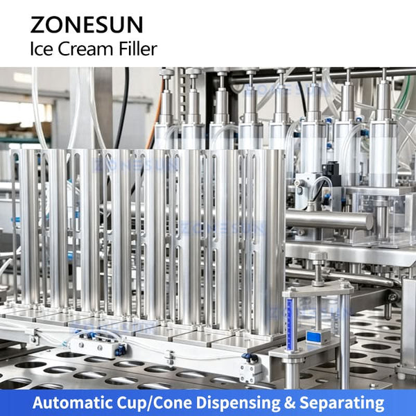 ZONESUN ZS-FS80 Automatic Ice Cream Filling & Sealing Machine | 8-Lane Cup Cone Popsicle Production Line
