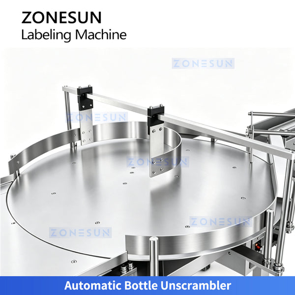 Automatic bottle unscrambler on ZS-TB700D labeling machine