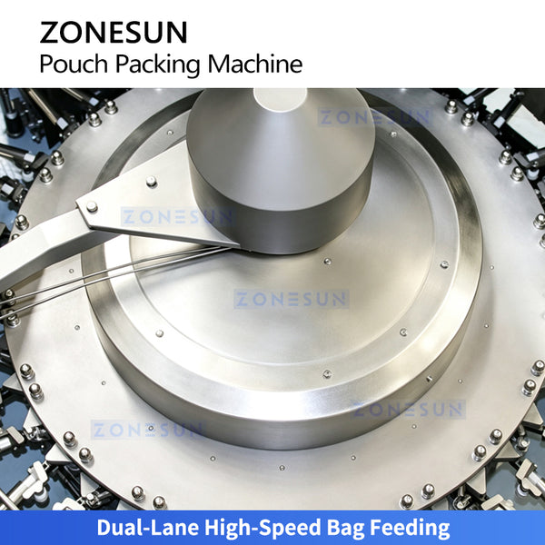 ZONESUN ZS-SPFC8 Dual-Lane Premade Bag Packaging Machine | 120 Bags/min Stand-Up Zipper Pouch