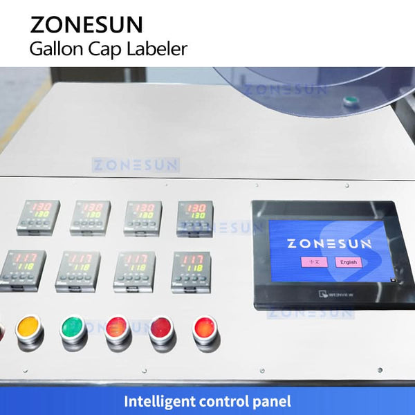 ZONESUN ZS-TB5C Automatic Top Surface Labeling Machine for Gallon Water Caps with Cap Sorting System